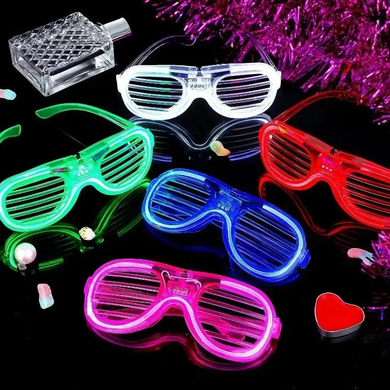 LED Heart Shaped Glassesflashing Luminous Window-Blinds Glasses, Night Club Decoration, Fluorescent Light Bars, Party