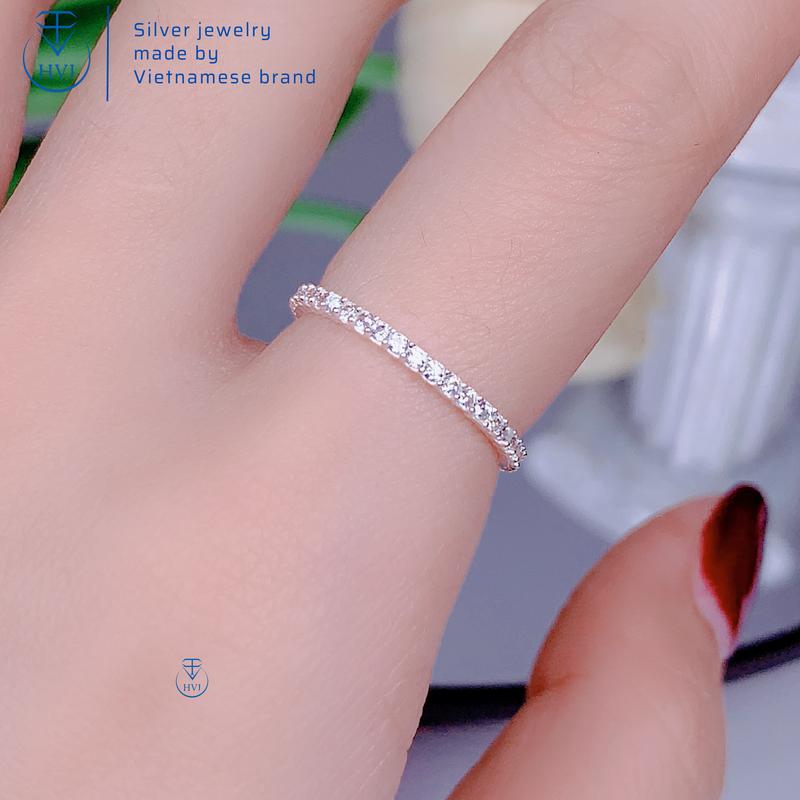  Nhẫn Nữ Full Đá Đơn Giản Phù Hợp Với Mọi Phong Cách Bạc S925 | Có Xi Kim | Có Kèm Hộp Đựng | Trang Sức HVJ 