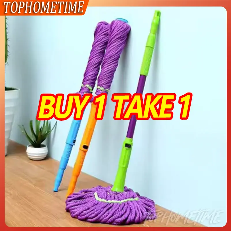 TOPHOMETIME BUY 1 TAKE 1 VeryGood- Magic Mop Cleaning Tool Rotating Paint Iron Rod Mop Self Wist Water Suction Handle Stainless Stee