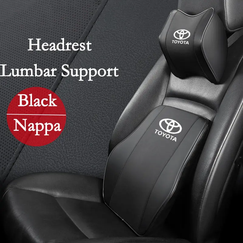 Gối Tựa Đầu Cổ Ô Tô, Toyota, Đệm Da Nappa, Tựa Lưng Thoáng Khí, Cho Xe Hơi, Thích Hợp Cho Vios, Raize, Wigo, Veloz, Yaris, Ativ, Avanza, Altis, Fortuner, Hilux GR Sport, TRD