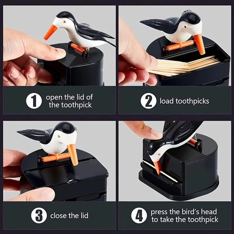 Cute Woodpecker Design Toothpick Dispenser, 1 Count Automatic Toothpick Holder, Durable Toothpick Dispenser for Home & Restaurant Use, Boxes 8