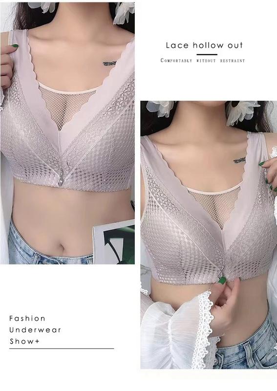 Product Introduction of Women Áo Ngực Nữ, LiYOMI, Ren Mỏng Thoải Mái, Độn Ngực, Chống Chảy Xệ, Không Gọng, Đồ Lót Nữ, [Áo Ngực Ngoại Cỡ] Bra Voi Voan 24