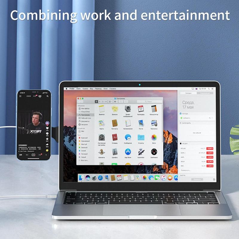Computer Side Screen Magnetic Phone Holder, Laptop or Desktop Monitor Side Mount Phone Holder Stand, Foldable Computer Expansion Bracket Compatible With Any Phone, Universal Phone Accessories 3