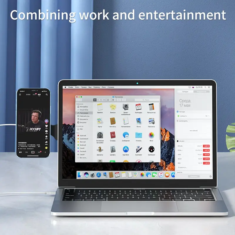 Computer Side Screen Magnetic Phone Holder, Laptop or Desktop Monitor Side Mount Phone Holder Stand, Foldable Computer Expansion Bracket Compatible With Any Phone, Universal Phone Accessories 3