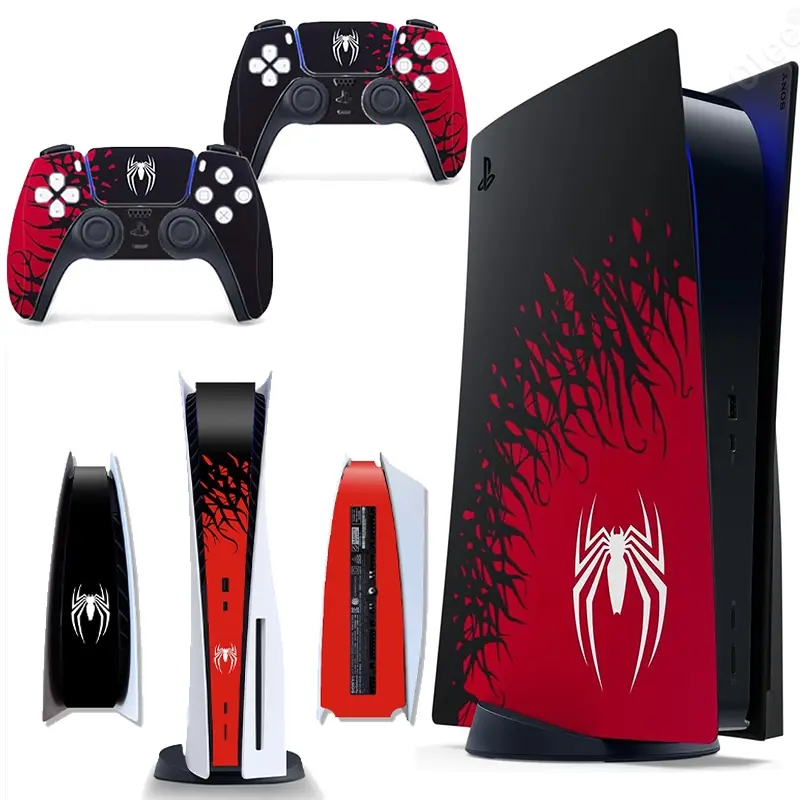 Spider Decal Sticker Skin Specific Cover for PS5 Disc Edition or Digital Edition - Waterproof, No Bubble, Including 2 Controller Skins and Console Skin