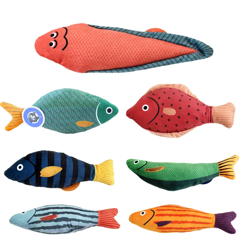 Squeaky Sea Fish Shape Sphynx Cat Toy Catnip Plush Stuffed Pet Toys for Cats Gotas Kitten Kedi Funny mascotas Play Accessories