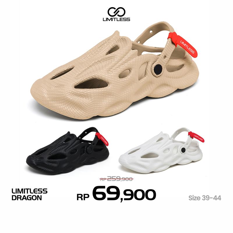 Limitless - Sandal Pria DRAGON Slide Eva Sendal Cowok Slop Premium Slip On Keren Terbaru Selop Pria Kekinian Jepit ( Kasual ) sandal  slip  karet 0