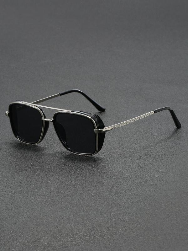 Men's 1 Pair Simple Sunglasses For Everyday Use, Summer Square Frame Double Beam Fashion Sunglasses, Modern Travel Accessories 0