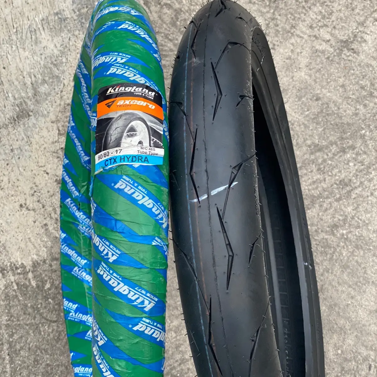 Ban luar donat  tube type kingland ctx hydra new 90/80-17 axcero tech non tubles motor Accessories  Kendaraan harga bijian Motorcycle