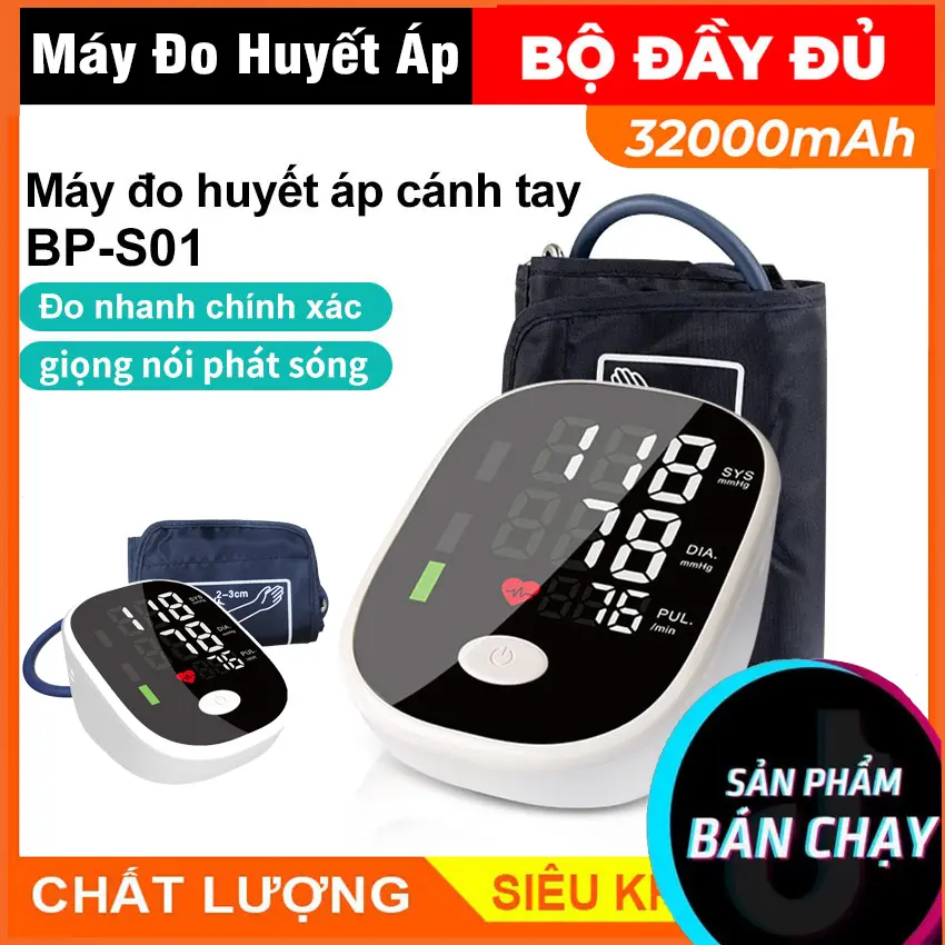 Máy Đo Huyết Áp Nhịp Tim Điện Tử BP-S01 tự động chuẩn xác 100%- Công Nghệ Tự Động Thông Minh,Máy đo bắp tay người lớn tuổi