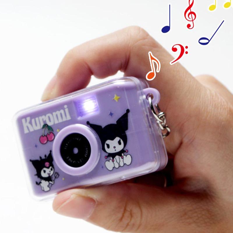 Product Introduction of 1PC Sanrio Kuromi Hello Toy Kitty Glowing Small Camera Kirby Anime Keyring Camera Keychain Toy for Girls Game Pendant 18