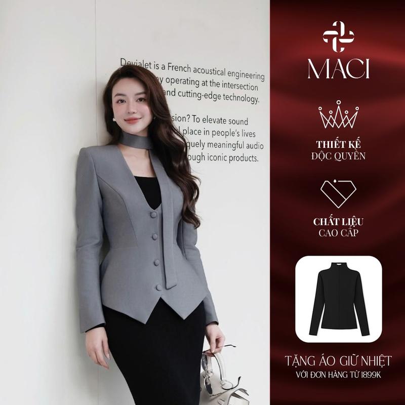 Áo Blazer Peplum Kèm Vạt Chất Kate Hàn MACI by MKC MCAAVXA0216 Thời Trang Nữ Thiết Kế Độc Quyền