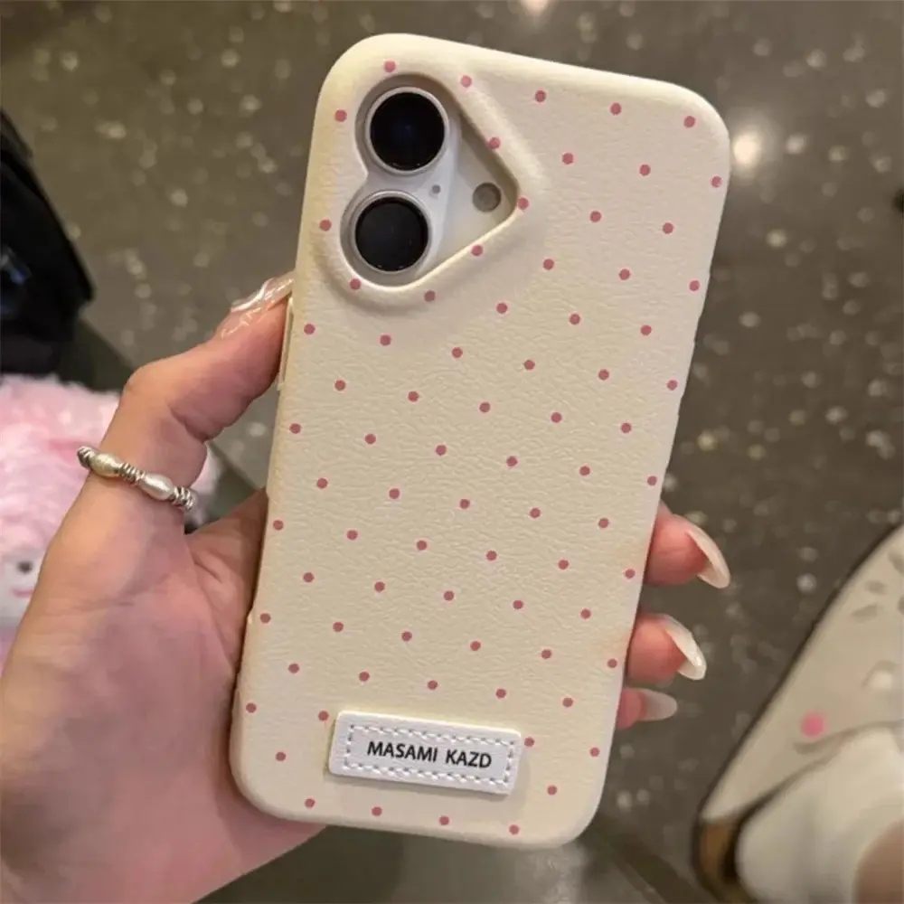 MASAMI KAZD Korean Cute Love Heart Shape Camera Dots Leather Phone Case For  iPhone 16 Pro 15 14 13 12 Pro Max Japan Kawaii Girl Soft Cover Accessory  Square Smartphone Cellphone Protection Protector - TikTok Shop Philippines