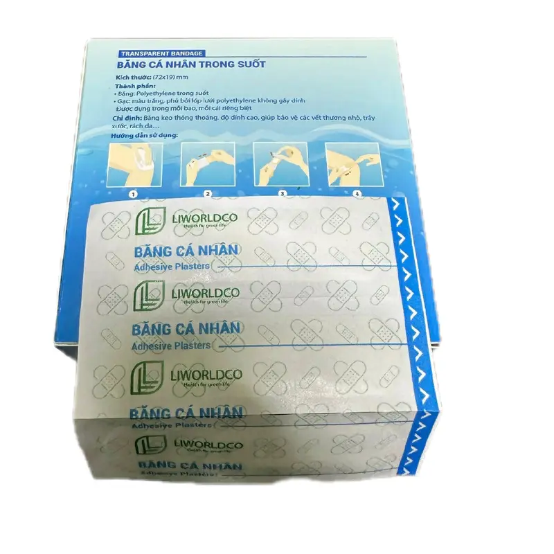 Băng dính cá nhân trong suốt hộp 100 miếng bản nhỏ 1,9x6,0cm không thấm nước dán chắc thông thoáng dùng trong sơ cứu sinh hoạt hằng ngày. 6
