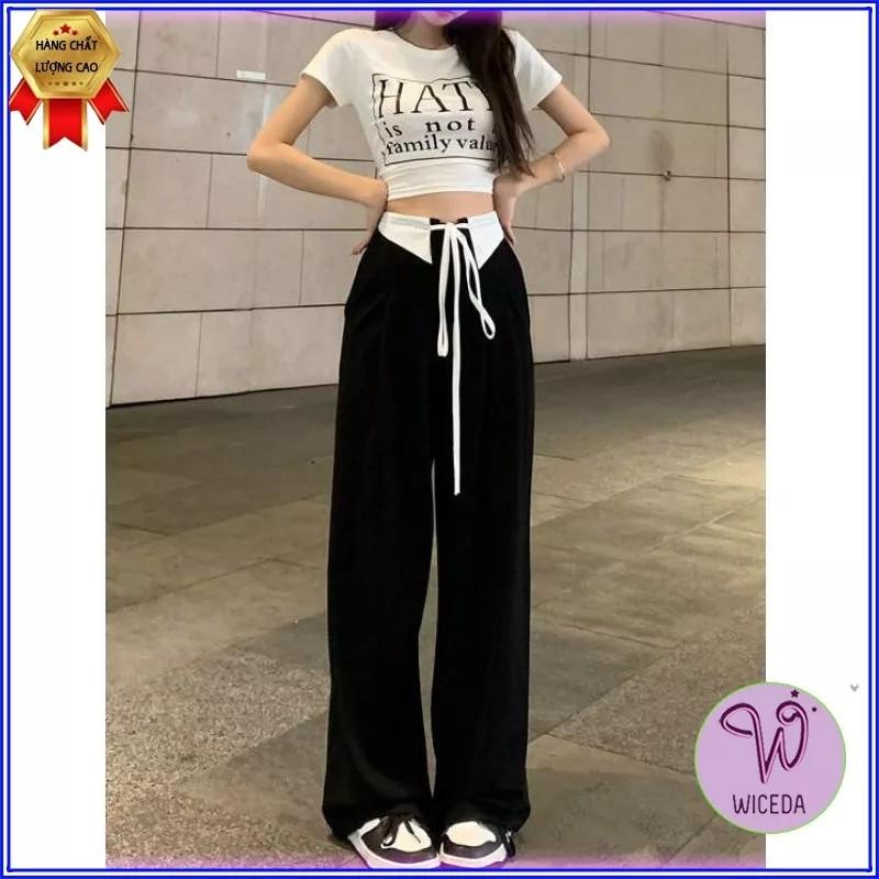 Product Introduction of Quần ống rộng nữ phối trắng buộc dây 3