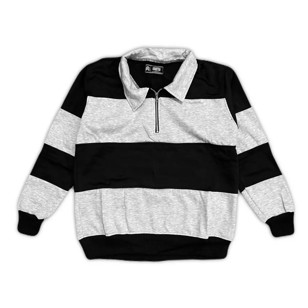 Cazta JKTRG006AP Sweater Rugby Half Zipper Kombinasi Polos Cewek Cowok M,L,XL