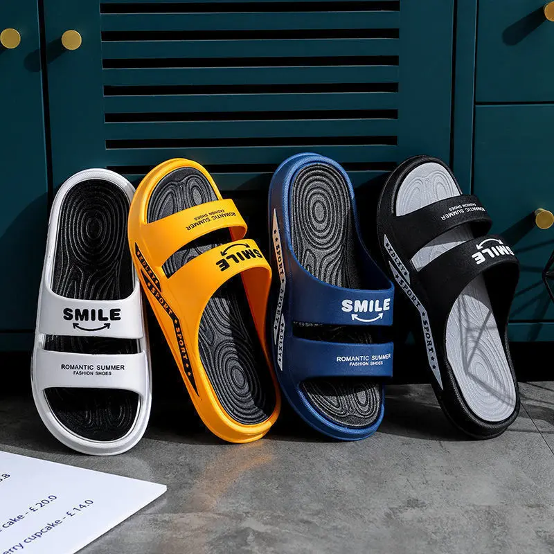 Slip-on Slippers Men's Summer Indoor Household Bathroom Non-Slip Soft Back Thick Back Couples Sandals Outer Wear