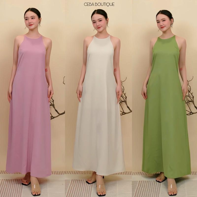 D95 - Đầm Suông Basic Cổ Yếm Vải Lụa CEBA BOUTIQUE