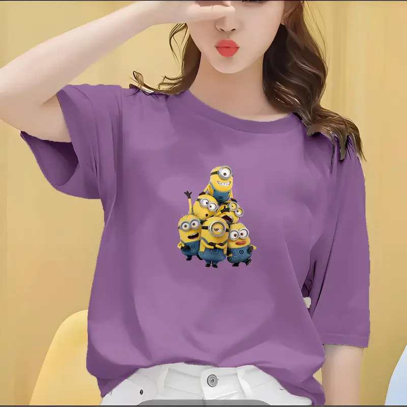 Kaos Oblong Wanita Lengan Pendek Motif Minion Grup 1