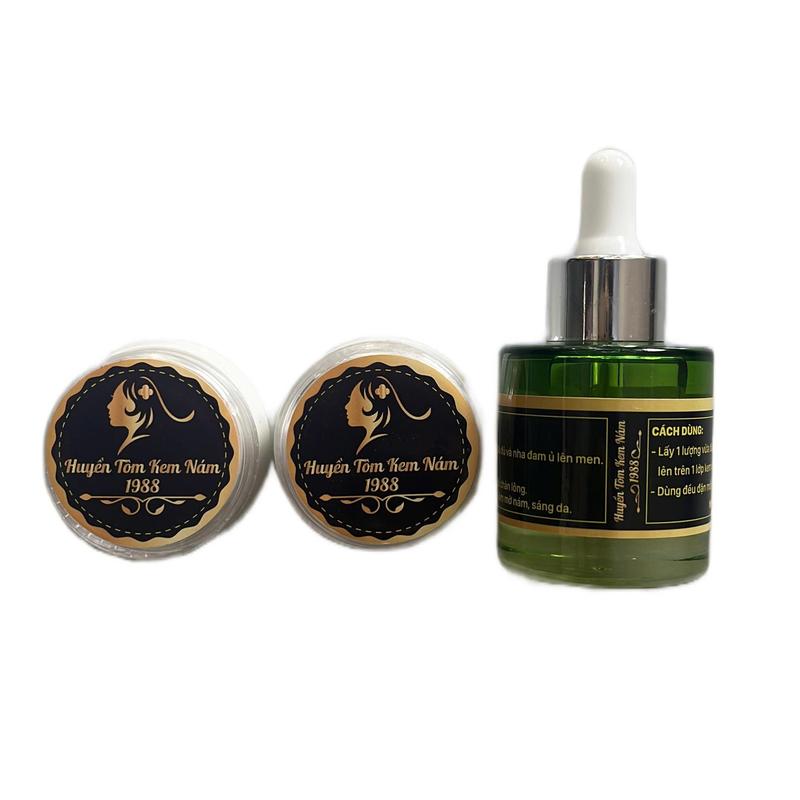 2 HỘP KEM + 1 SERUM Huyền Tôm Kem Nám 1988 dưỡng da mờ thâm nám tàn nhang đồi mồi da thâm mụn da sần chai lì ,hổ trợ làm đẹp da giúp da mặt căng bóng sáng hồng . Skincare