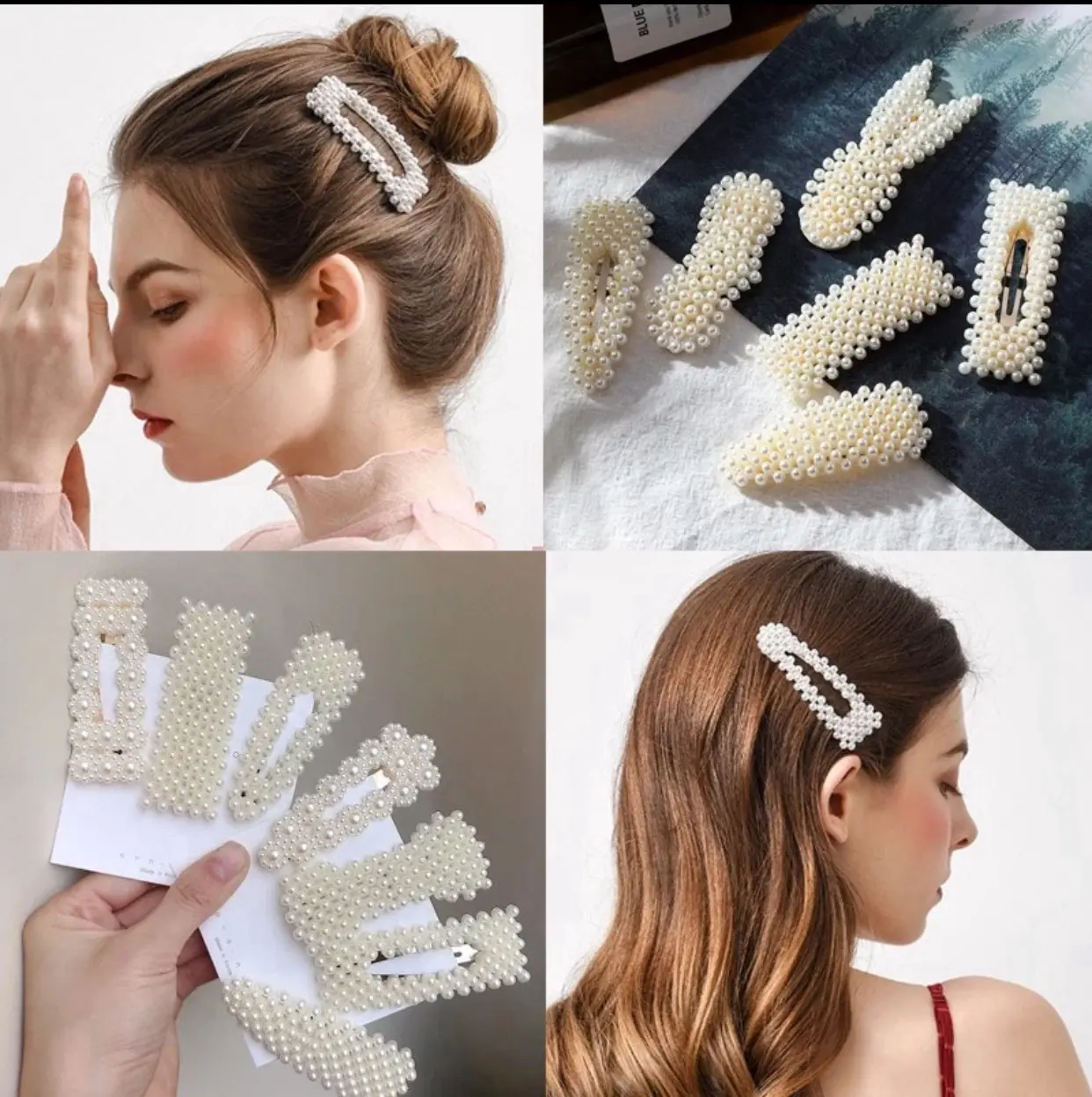 Nữ đính ngọc trai phong cách ,cute dễ thương hottrend Women k ẹ p to c xinh  kẹp tóc