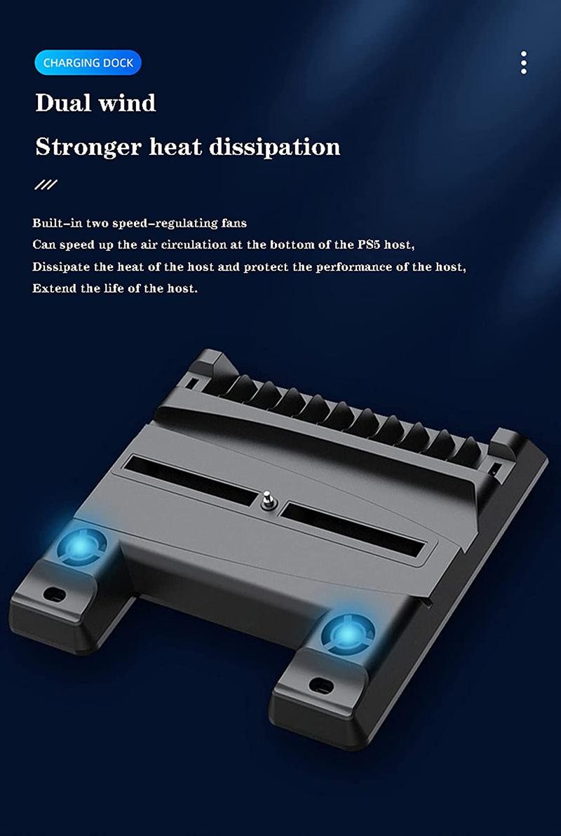 Product Introduction of TP5-0593 P5 Charger Cooling Stand Fan Charging Dock Station With Disc rack Accessories Console 7