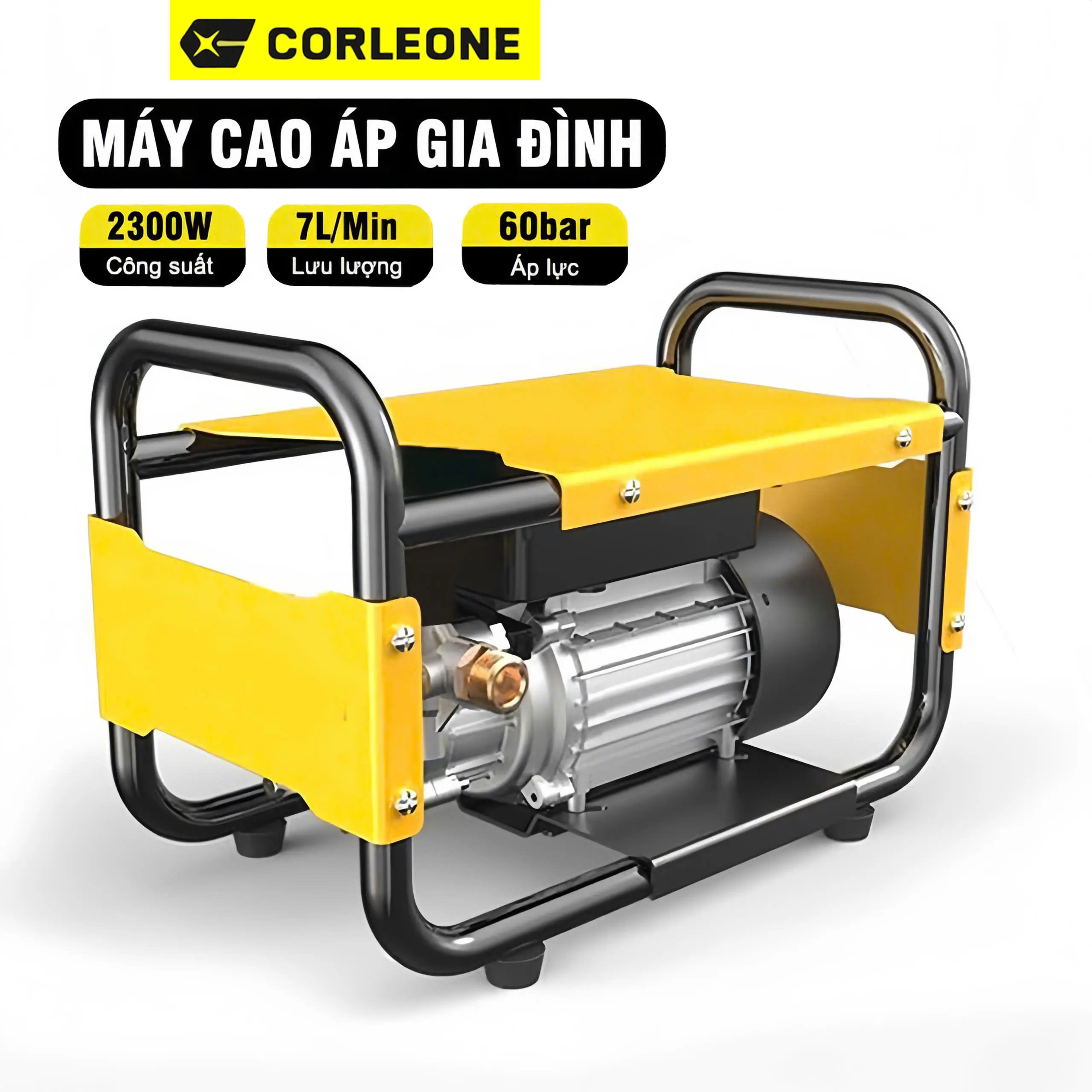 [2300W-220V-CB ngăn rò rỉ điện] Máy rửa xe mini gia đình áp lực cao công suất mạnh Corleone KLA-G180, thiết bị xịt vệ sinh sân rong rêu áp lực cao, dễ dàng lắp đặt sử dụng