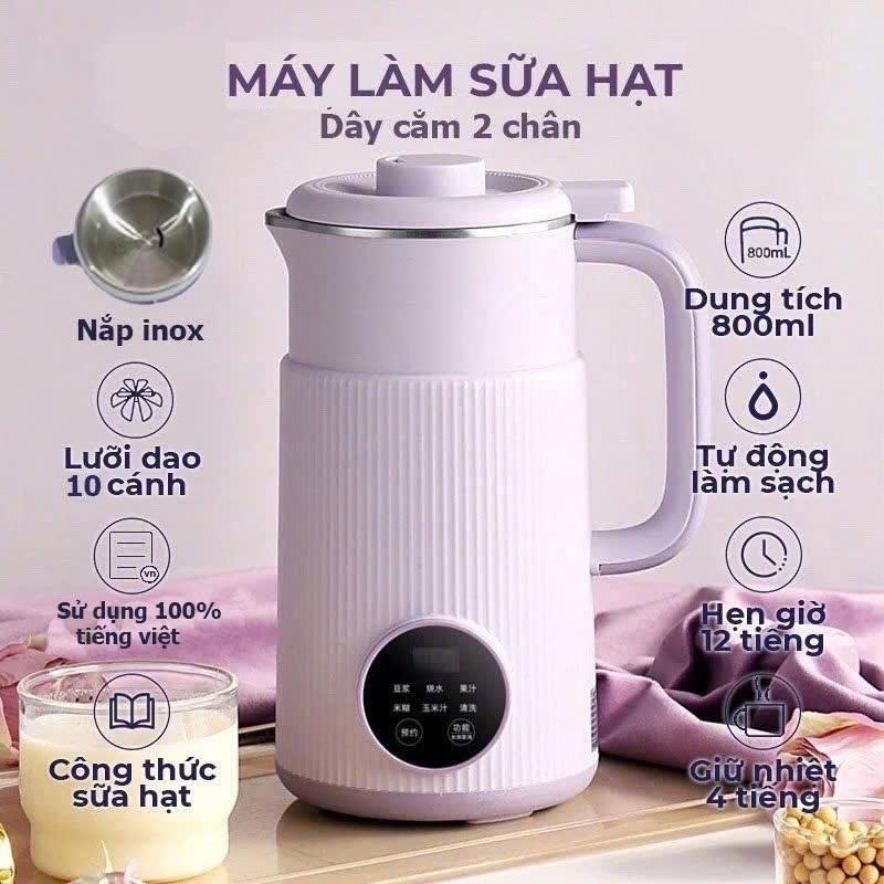 Máy làm sữa hạt mini chính hãng Tiếng Việt dây cắm 2 chân, đa ch