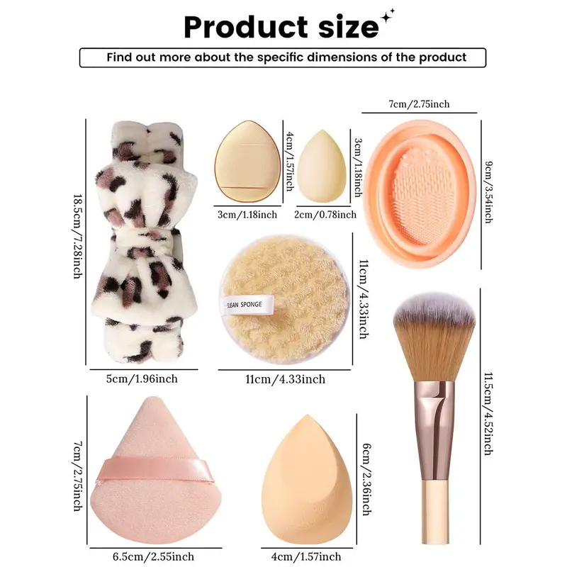 Makeup Tool Set, 20pcs/set Versatile Soft Makeup Sponges & Powder Puffs & Makeup Brush & Face Wash Puff & Cleaner Mat & Headband, Great for Beginners 1