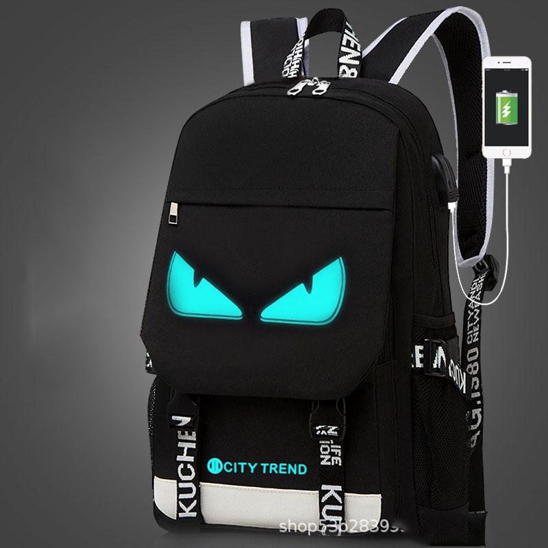 ( Loại Dầy) Ba lô học sinh sinh viên đi học đi làm cá tính phát sáng dạ quang Có Khóa Chống Trộm cho cả Nam và Nữ Phong Cách Cá Tính Backpack Đeo Vai Da