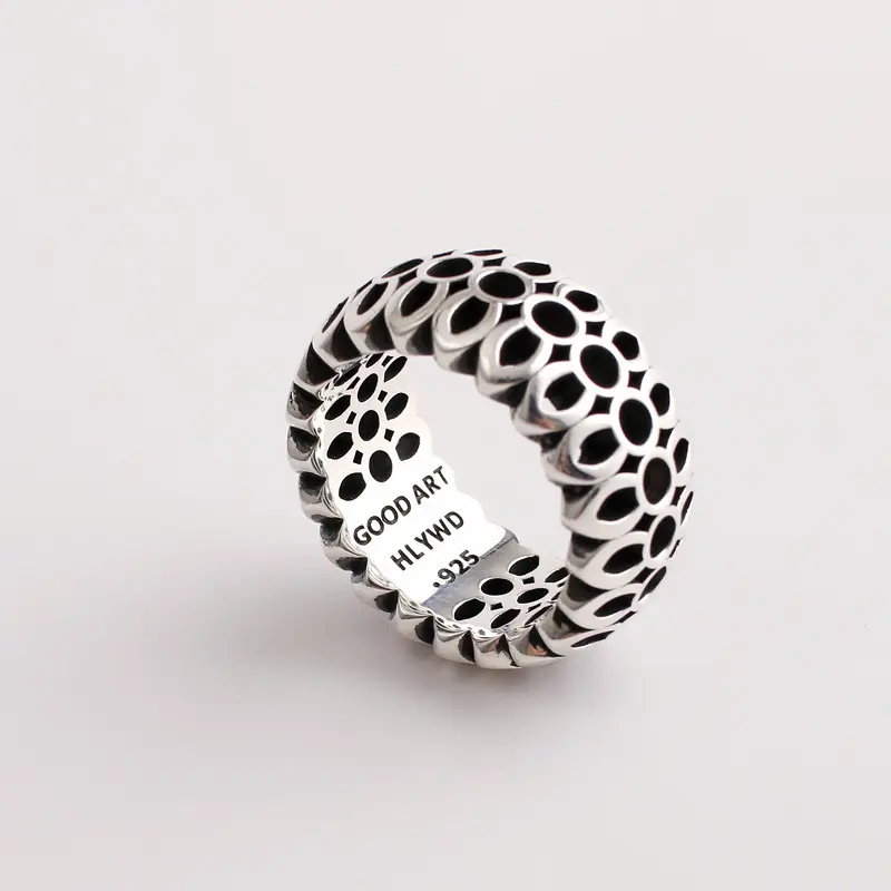 TikTok Made Me Buy It!|Sakura Star Open Ring|Thai Silver Vintage Hoop|Abacus Cut Design|Unisex Statement Jewelry|Gift for Her Birthday