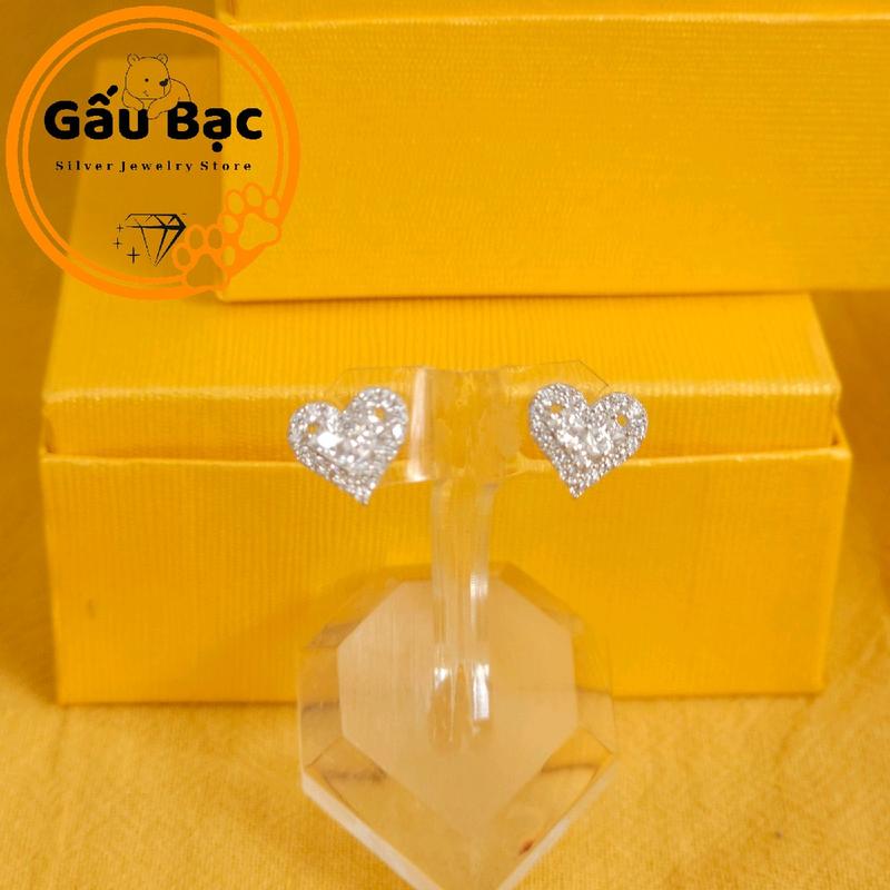 Bông tim đá tấm vuông đuôi đẩy bạc cao cấp xikim- Gấu bạc 4
