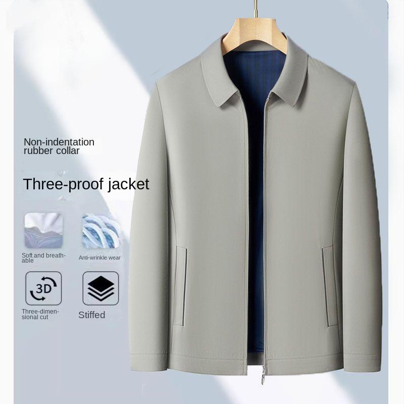 Áo Khoác Lụa Dâu Tằm Cao Cấp Cho Nam, Bộ Sưu Tập Mùa Xuân Và Mùa Thu, Hàng Mới Về, Thích Hợp Cho Nam Trung Người Già Và Cao Tuổi, Phong Cách Công Sở Thường Ngày, Áo Khoác Ve Áo, Dễ Phối Đồ, Thời Trang Sang Trọng