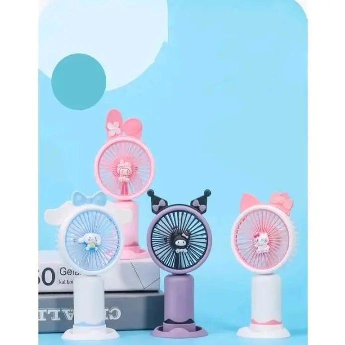 Kipas Angin Portabel USB Karakter Sanrio Kuromi Cinnomonrol / Kipas Angin Genggam Berkarakter 2