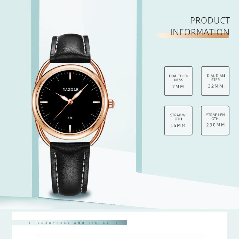 Jam Tangan pria Yazole RG 22 Anti Air Strap Kulit Styli Hitam 5