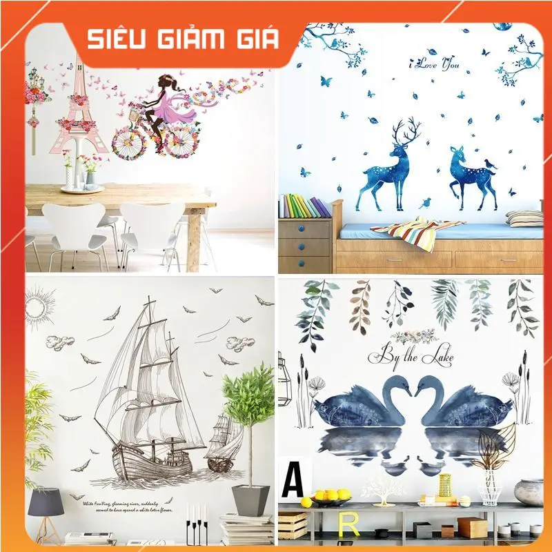 [CHỌN MẪU] Bộ sưu tập tranh dán tường 3D phong cách hiện đại, Giấy dán tường, DECAL trang trí , Phụ kiện trang trí Rainbow