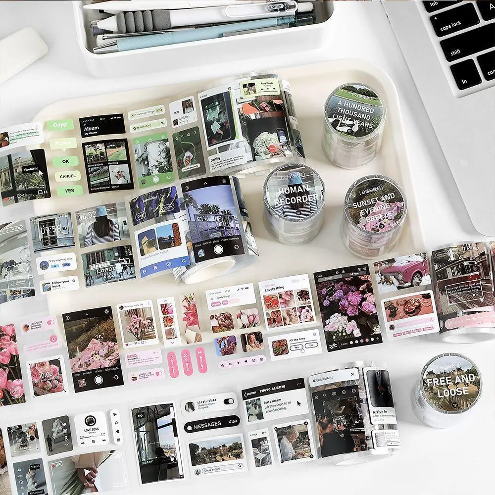 CUỘN HÌNH DÁN STICKER 94 - INFEEL ME DIY ROLL STICKER DÙNG CHO TRANG TRÍ, BULLET JOURNAL, NHẬT KÝ, SỔ TAY