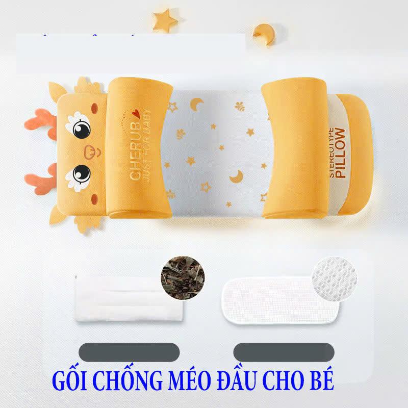 Gối Định Hình Đầu Thông Minh Chống Méo Đầu Bẹp Đầu Cho BÉ giúp bé ngủ ngon hơn- Gối Chặn Định Hình Lá Đinh Lăng hình Gấu Cao Cấp Hàn Quốc Cho Bé Sơ Sinh Chống Méo Đầu Bẹp Đầu