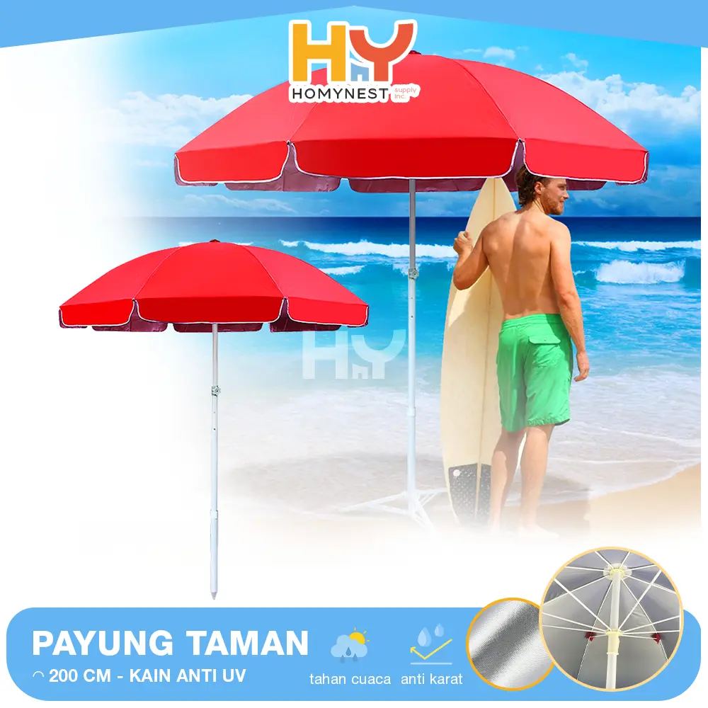 HOMYNEST Payung Parasol 200 CM Ukuran Jumbo Besar Untuk Jualan Bazar Dagang Lapak Cafe Outdoor Berkualitas