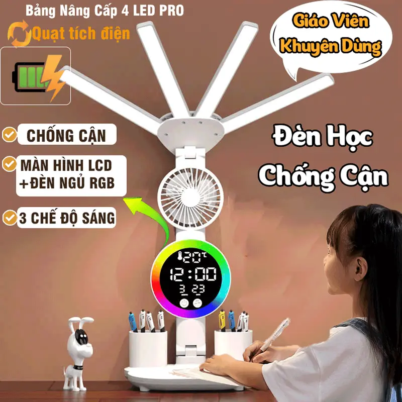 Đèn bàn đọc sách chống cận cao cấp, Đèn Học Sạc Tích Điện Chống Cận Thị Điều Chỉnh Độ Sáng Gấp Gọn Tiêu chuẩn Nhatom365 đènhọc 0