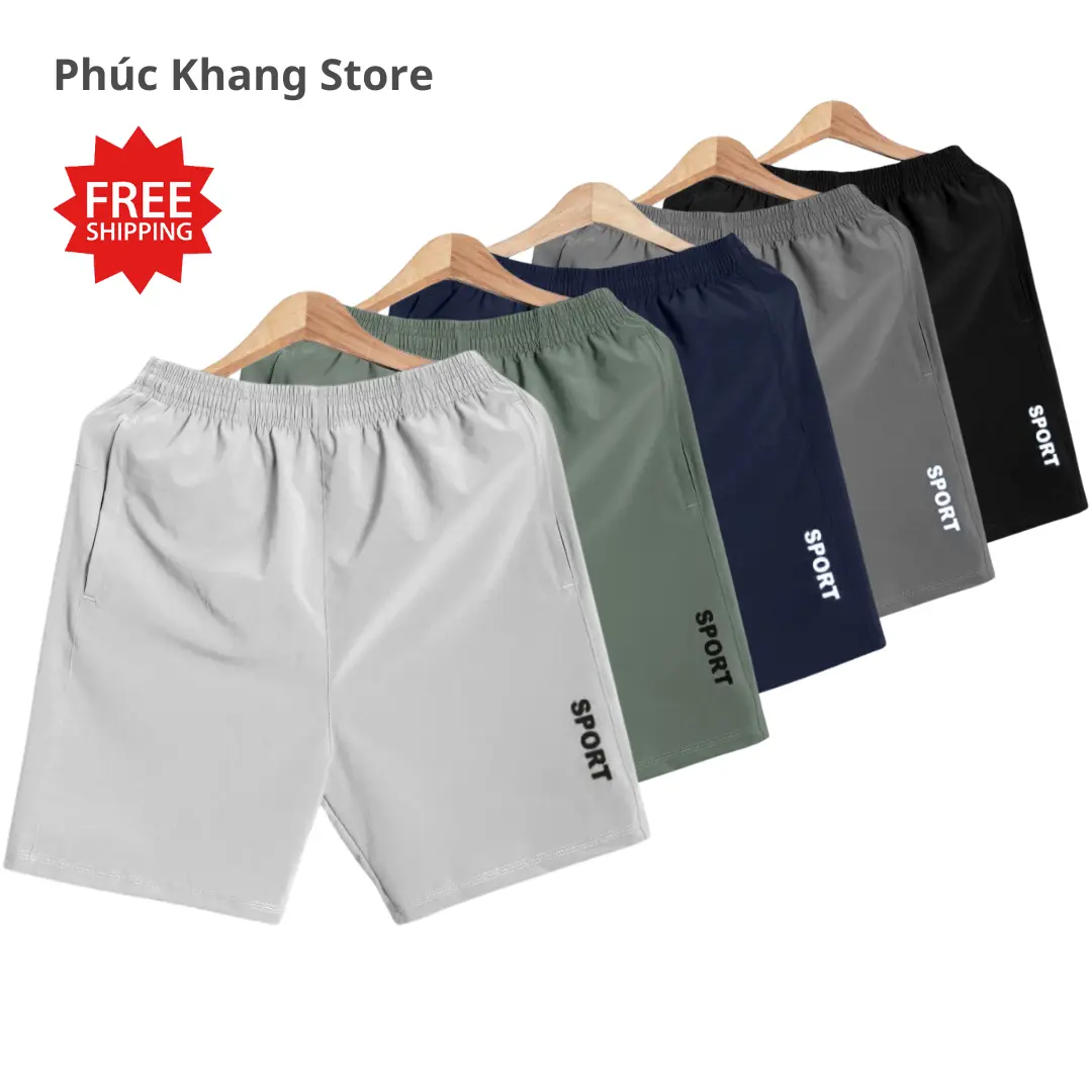 COMBO 5 Quần Short Nam Siêu Rẻ Mẫu Trơn Thể Thao, Túi 2 Bên Có Khoá Kéo Vải Thoáng Mát Co Dãn 4 Chiều - Menswear