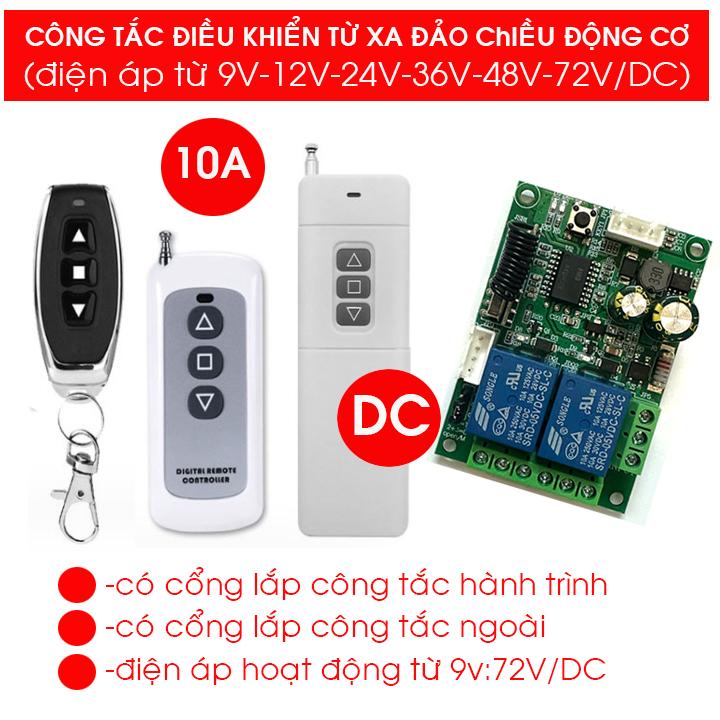 Công tắc điều khiển từ xa Đảo chiều động cơ 9v 12v 24v 36v 48v 72v DC/10A có cổng lắp công tắc hành trình