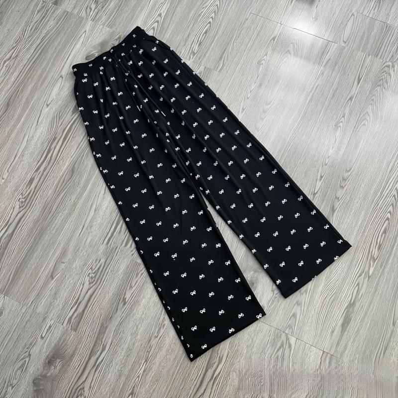 Product Introduction of Quần Thun Gân Tăm Nơ Ống Rộng mềm mát Nữ Women Voi quan carroon Ống quan hack dang xinh 5