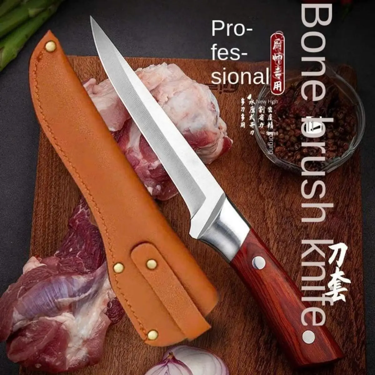 Dụng cụ nhà bếp dao lọc thịt, gọt hoa quả xuất xứ Nhật Bản chất liệu thép không gỉ tặng kèm bao da an toàn khi sử dụng