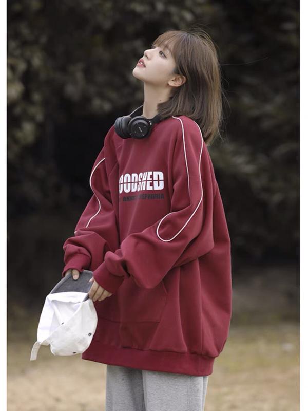 Áo sweater chất vải nỉ cotton Hàn phối kẻ tay siêu đẹp 3 màu đỏ đô, đen, xanh dương Nữ Women