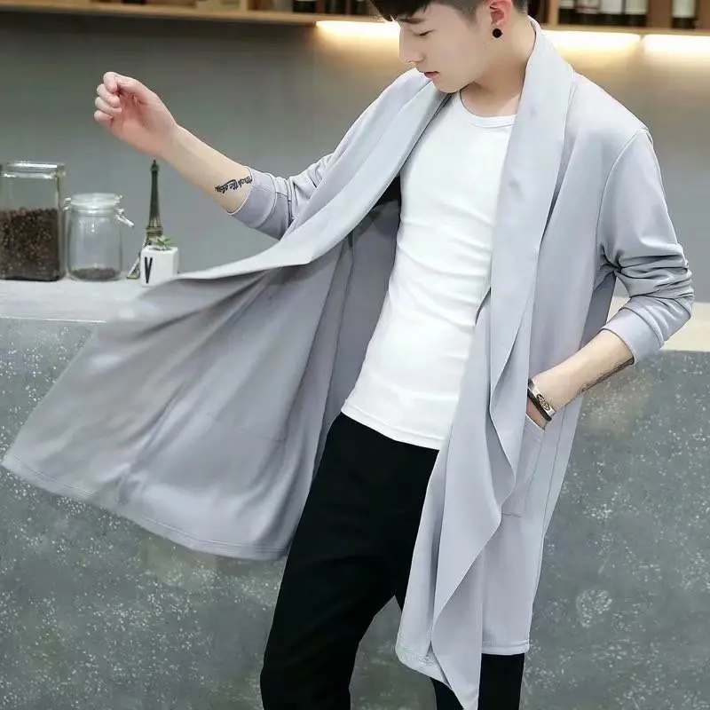 Autumn Trench Coat Men's Mid-Length Sun Protection Men's Thin Coat Spring and Autumn Handsome Cloak Korean Style Student Coat Trendy 2