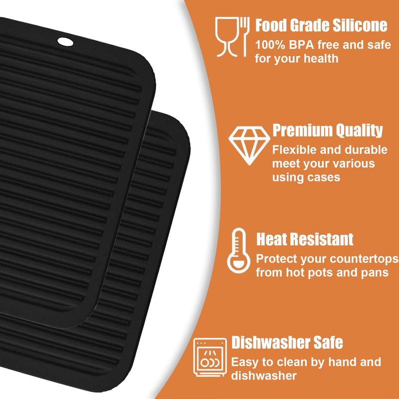 Product Introduction of Silicone Heat Resistant Mat, 2 Counts Non-slip Flexible Durable Kitchen Mat, Kitchen Accessories for Home and Outdoor Use, Coasters 3
