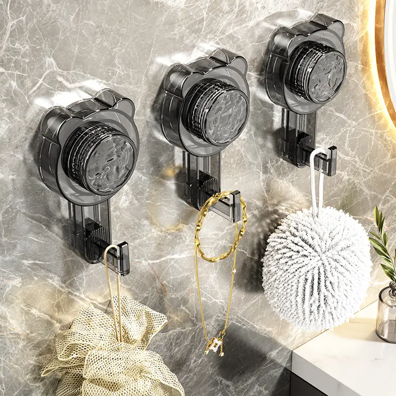 Premium bathroom suction cup hooks, powerful vacuum design, rotatable & no drilling needed, perfect for bathroom, kitchen and toilet