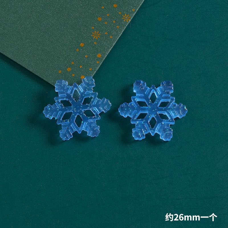 Product Introduction of 10pcs Christmas resin accessories glitter semi transparent snowflakes DIY phone cases, hair clips, holes, shoes, refrigerator patches, car keys, small ornaments, decorations 15