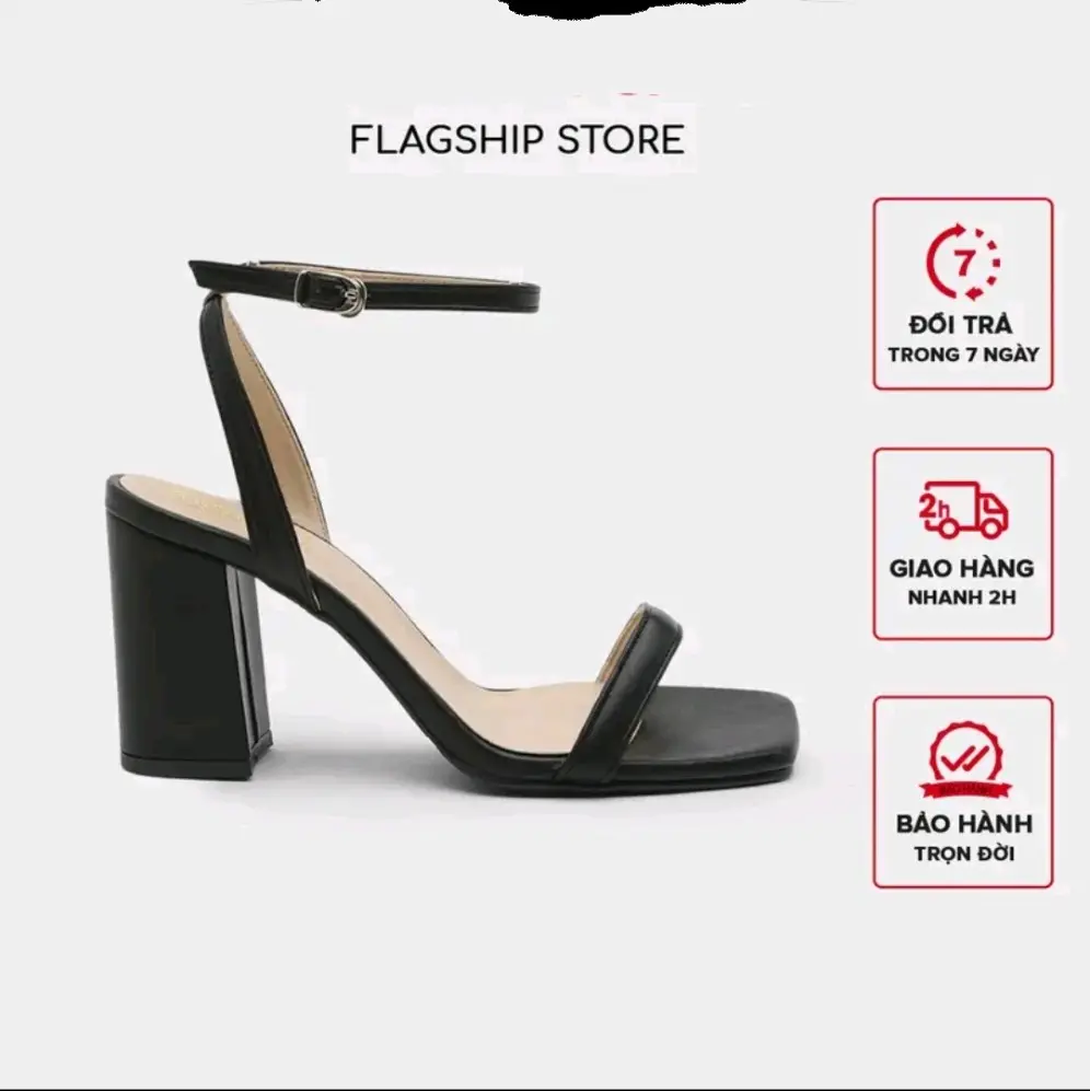 Size 35~45 Giày Sandal Cao Gót Nữ 7 Phân ms10 . Giày Đế Trụ Quai Mảnh Thích Hợp Mùa Hè
